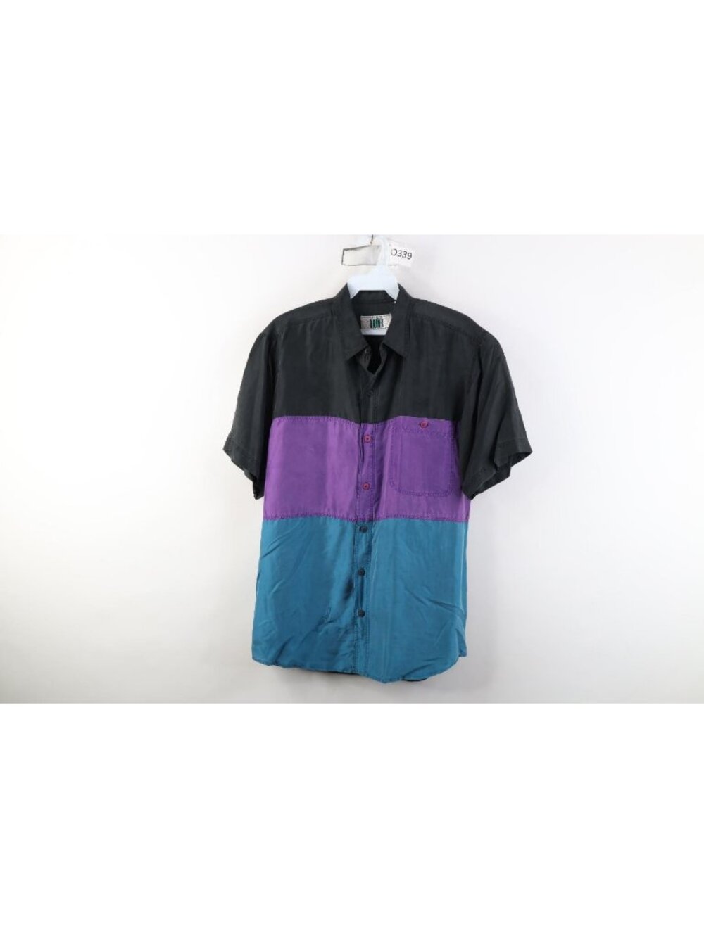 Vintage 90s Streetwear Mens Size Small Color Block Silk Collared Button Shirt